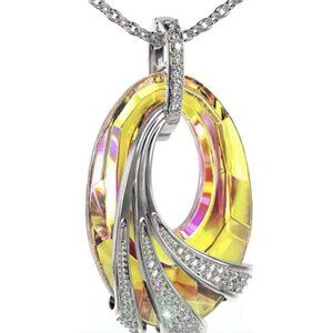 DANBURY MINT The Shimmering Sea Crystal Pendant Silver plated